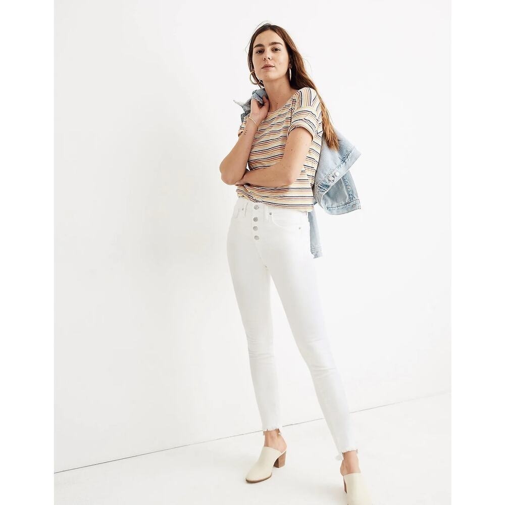 NWT Madewell Pure White Step-Hem Edition 10" High Rise Skinny Jeans Size W 36
